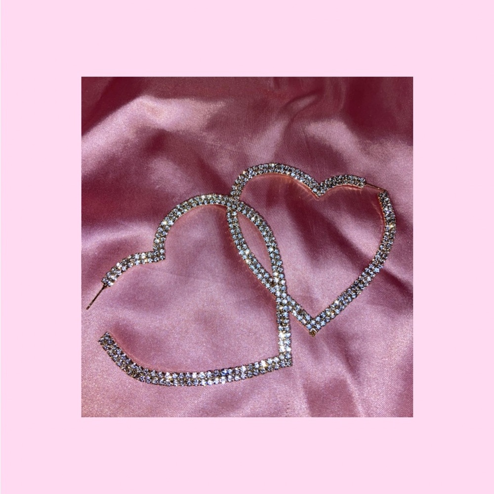 Diamond Heart Shaped Hoops